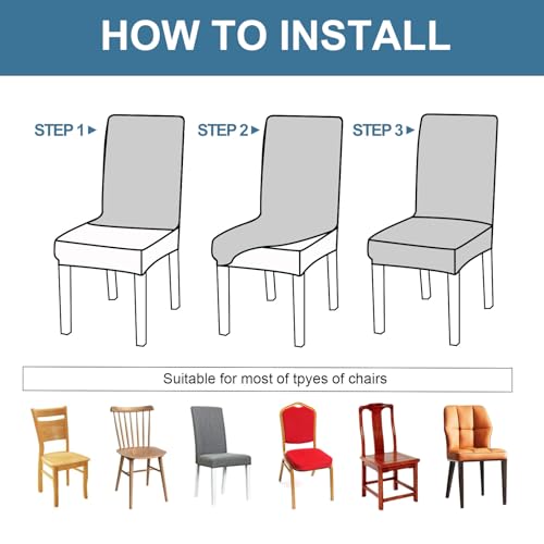 Waterproof Jacquard Dining Chair Covers Set