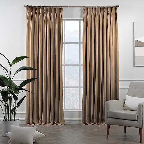 Pinch Pleated Faux Velvet Room Darkening Curtain Panel
