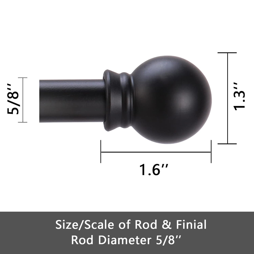 Adjustable Metal Curtain Rod with Round Finials