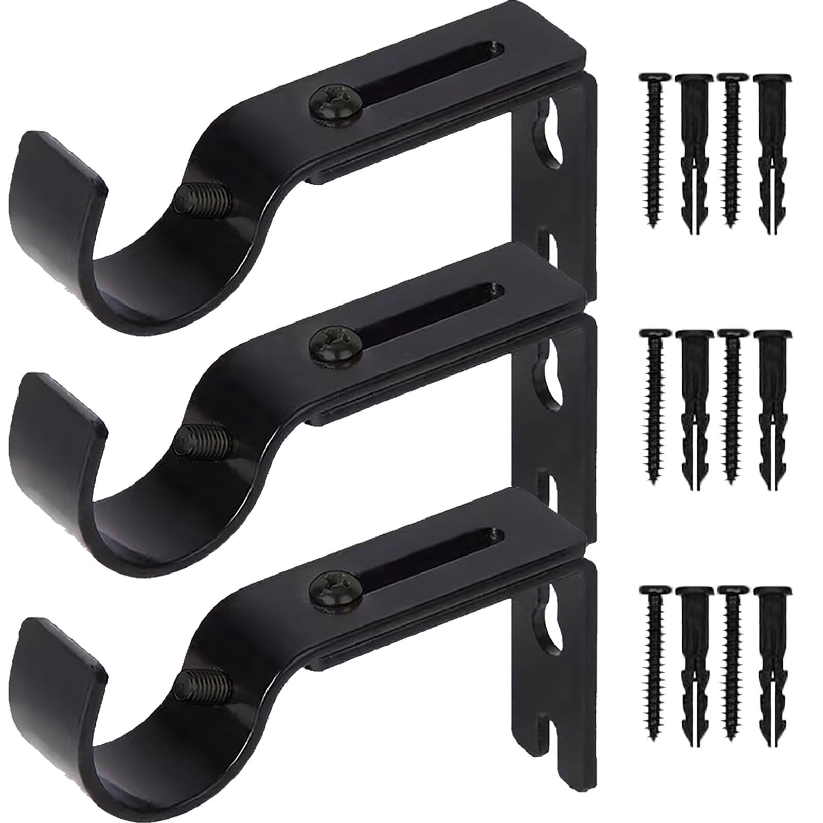 Adjustable Metal Curtain Rod Brackets Set