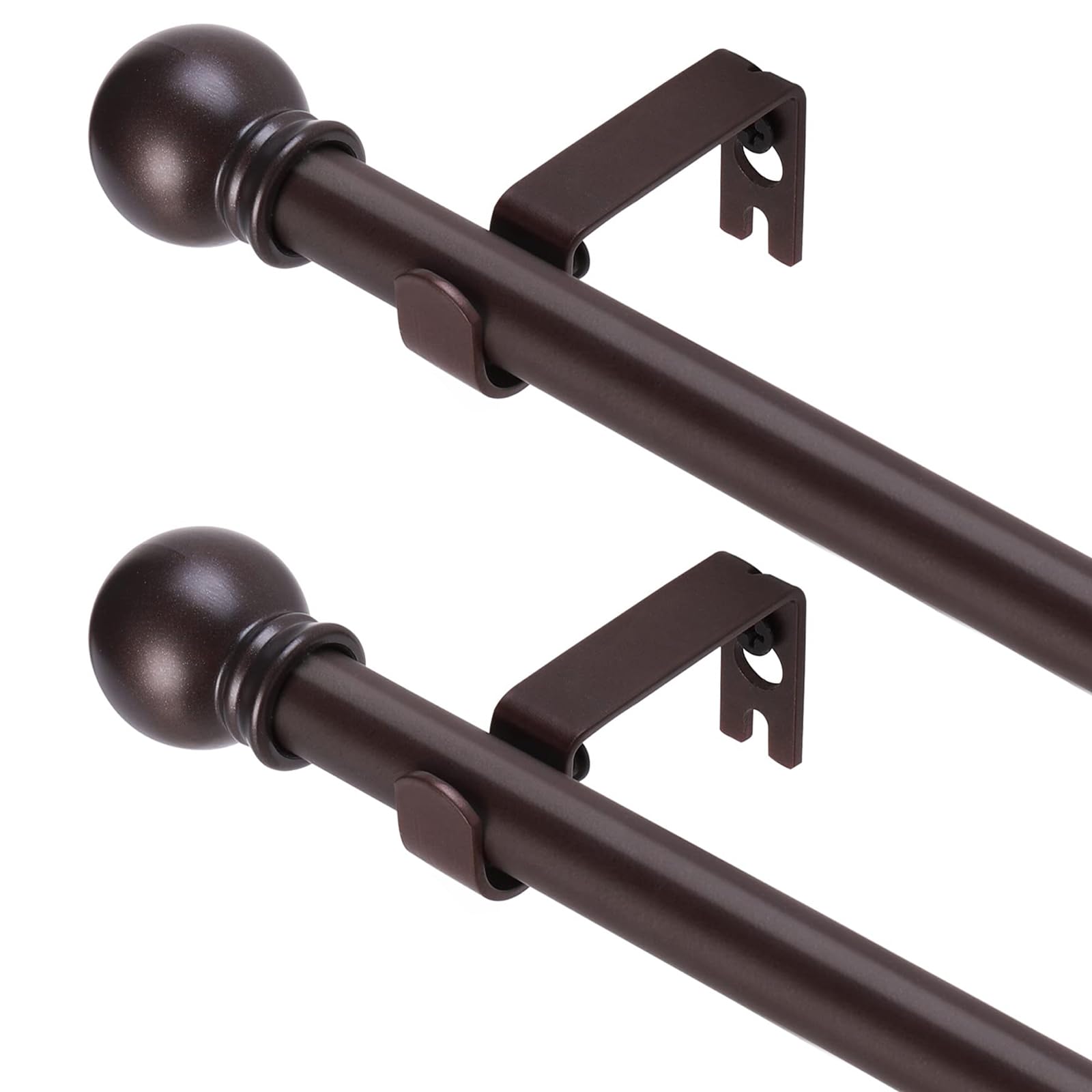 Adjustable Metal Curtain Rod with Round Finials