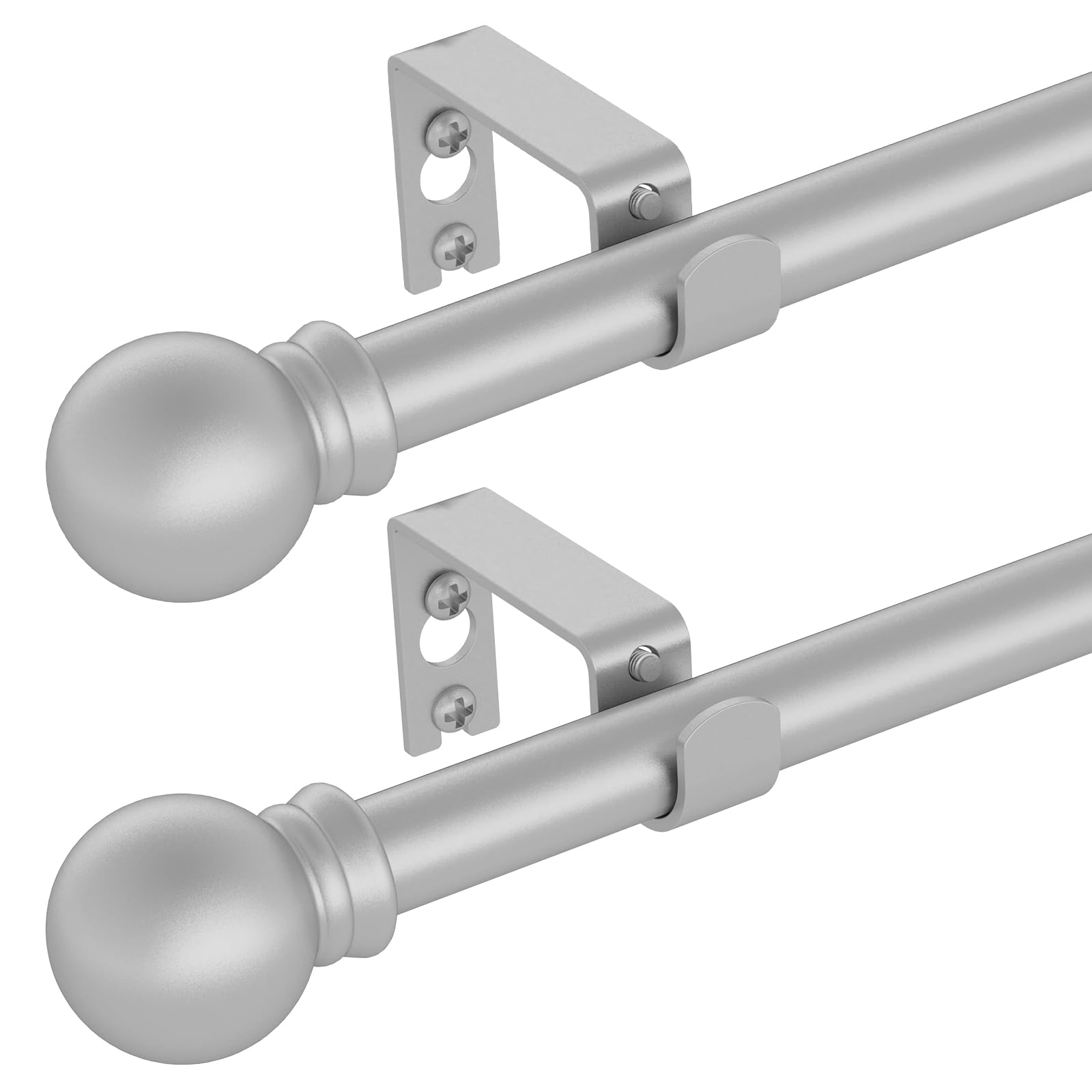 Adjustable Metal Curtain Rod with Round Finials