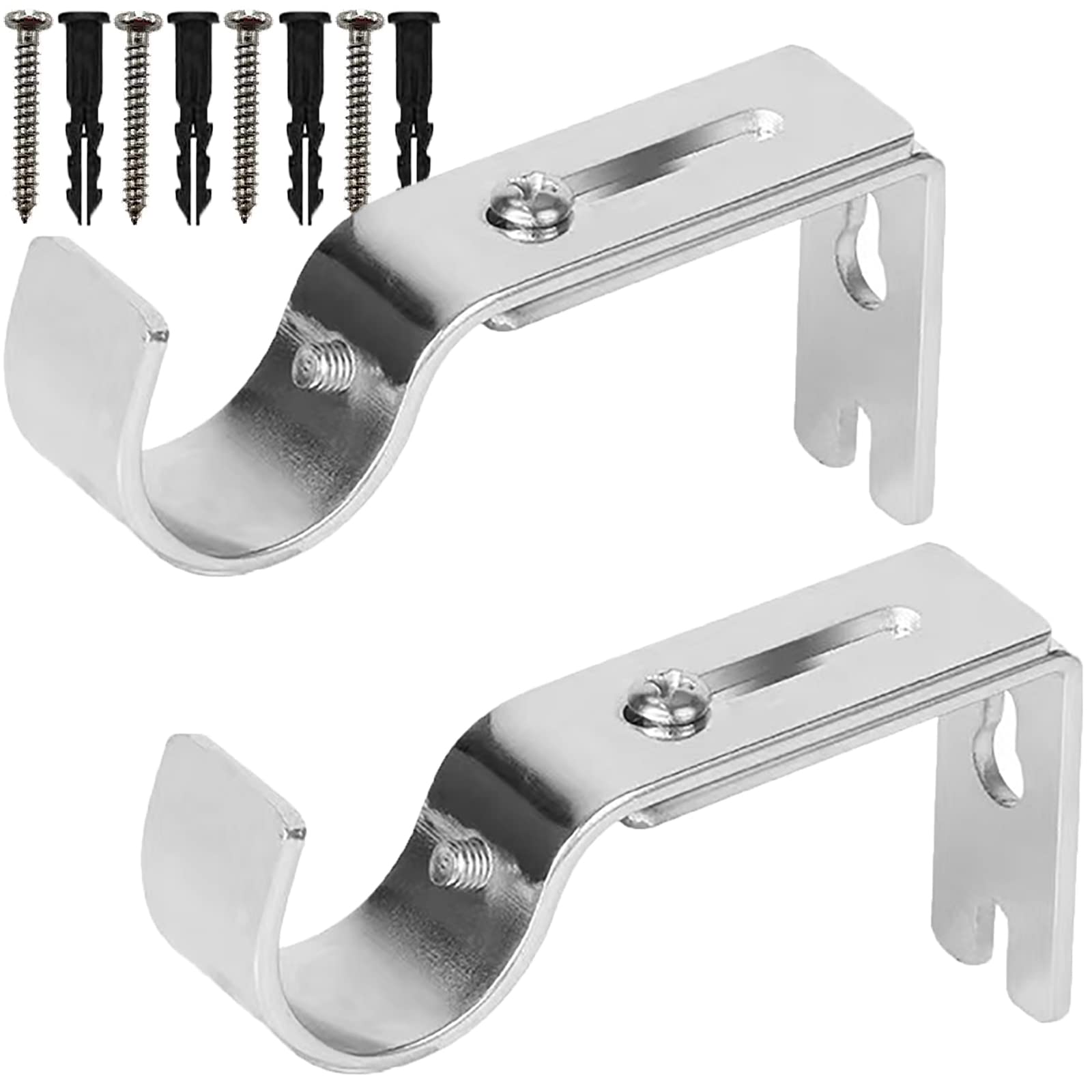 Adjustable Metal Curtain Rod Brackets Set