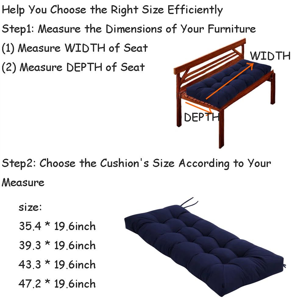 Indoor Outdoor Bench Cushion with Ties