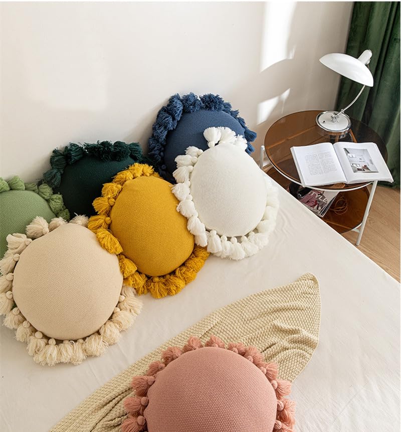 Knitted Tassel Throw Pillow Cushion