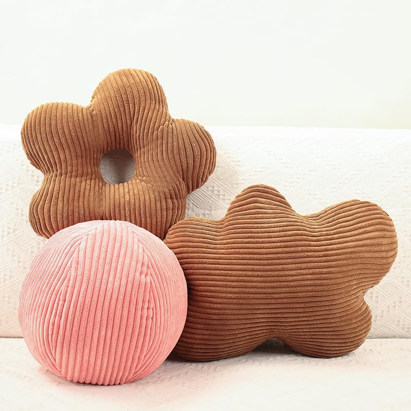 Corduroy Plush Ball Throw Pillow Set