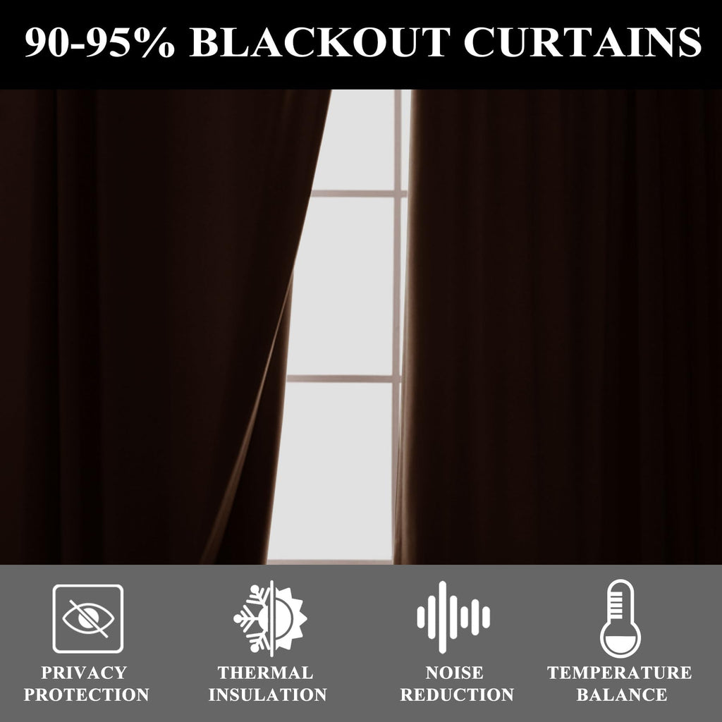 Extra Long Linen Blackout Curtains Set