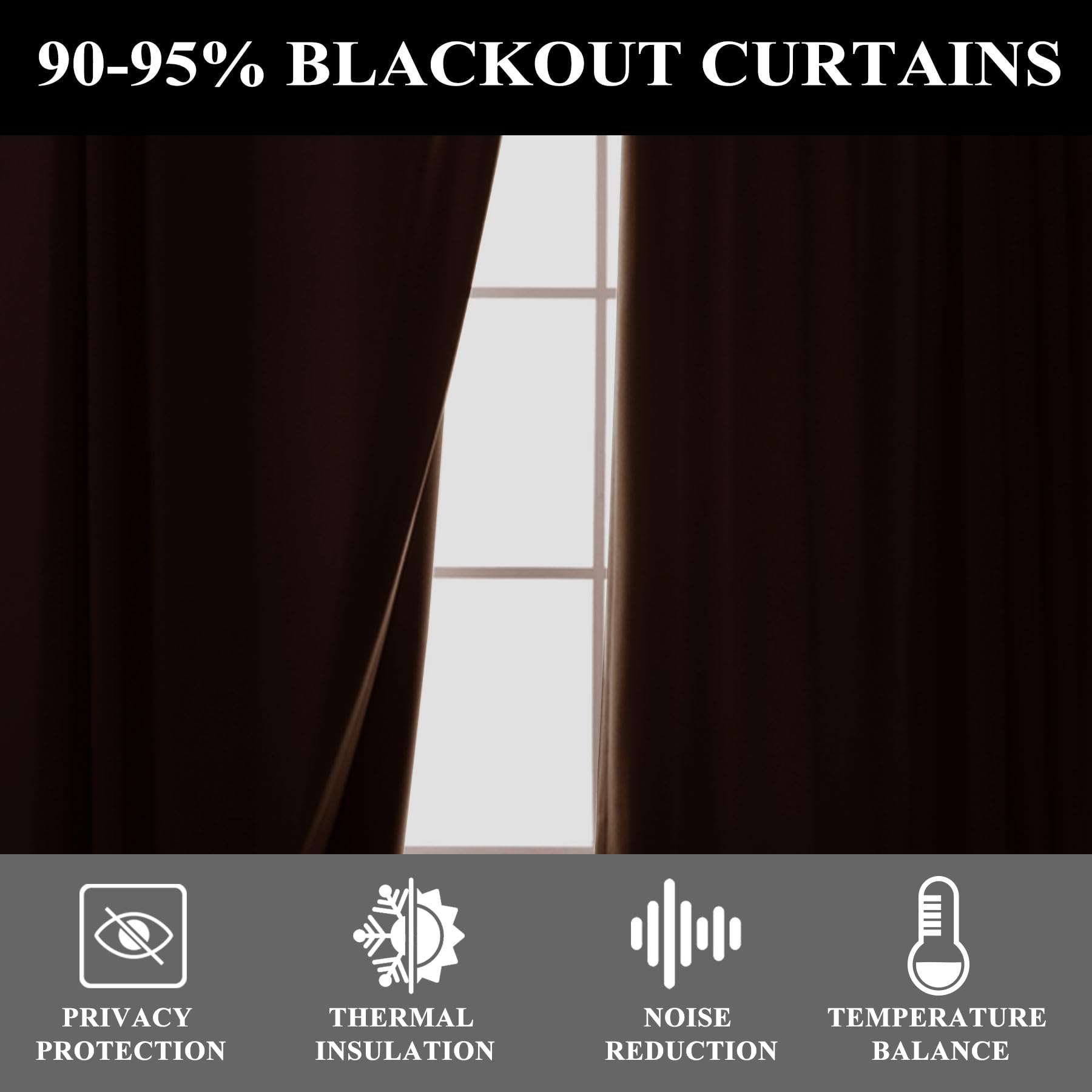 Extra Long Linen Blackout Curtains Set