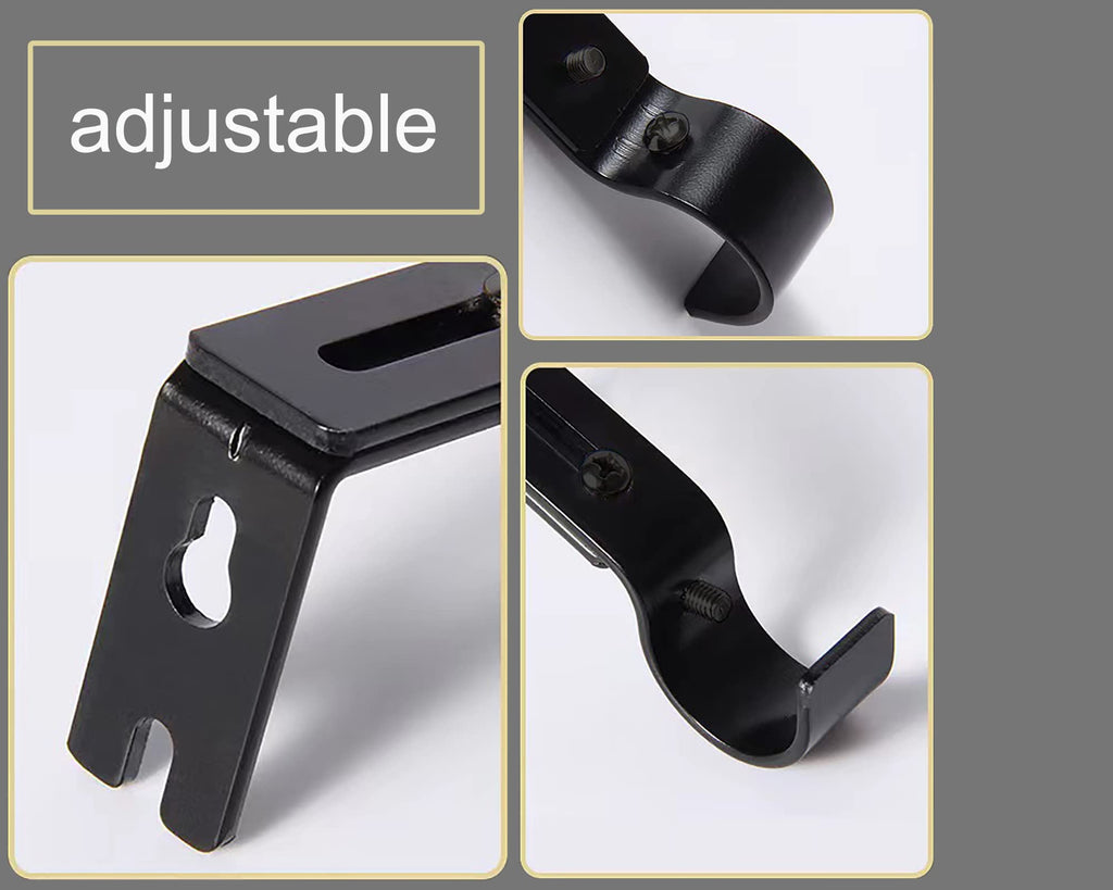 Adjustable Metal Curtain Rod Brackets Set