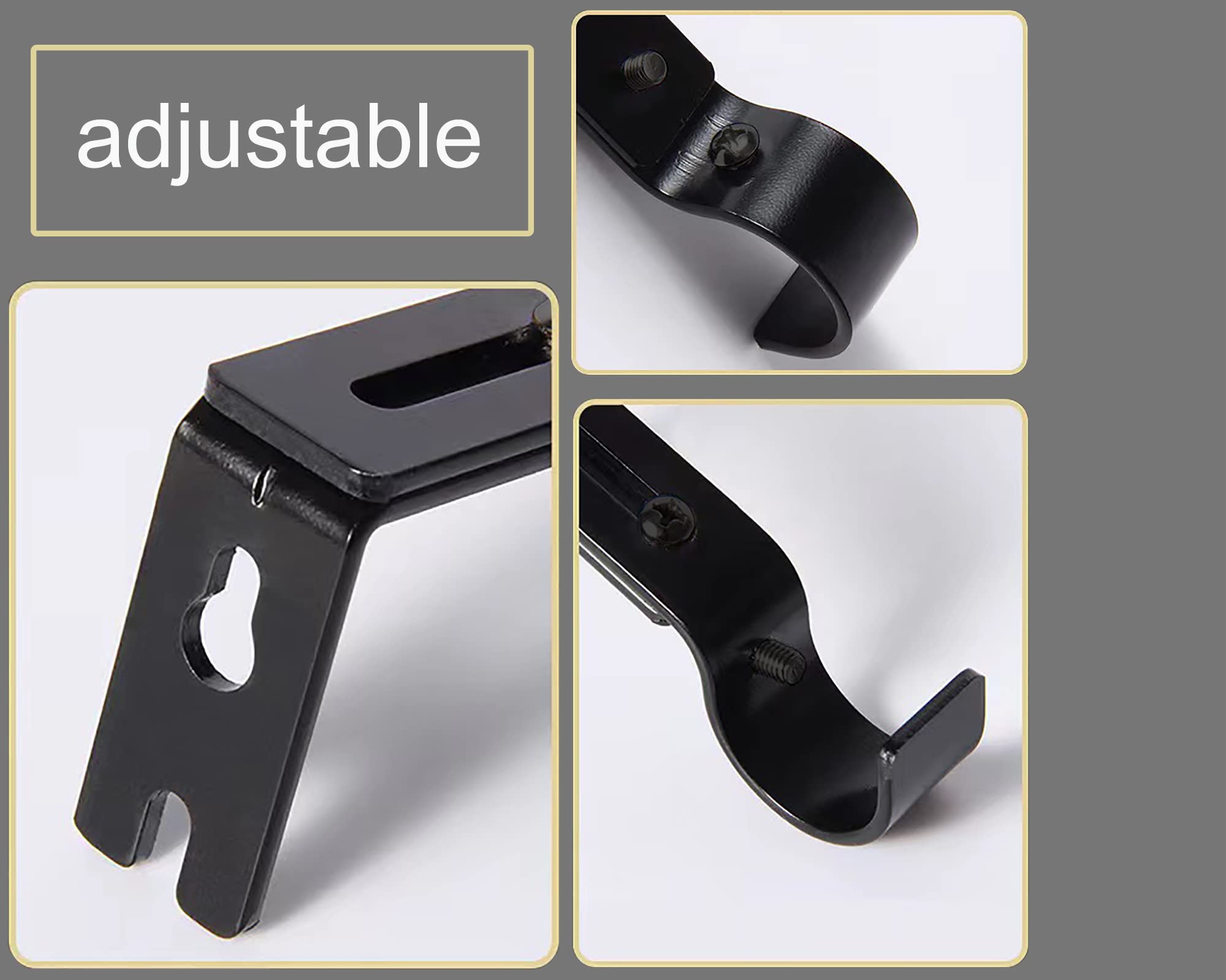 Adjustable Metal Curtain Rod Brackets Set