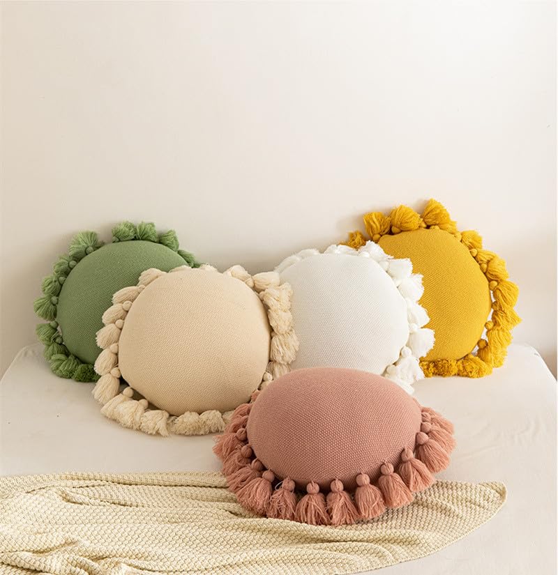 Knitted Tassel Throw Pillow Cushion