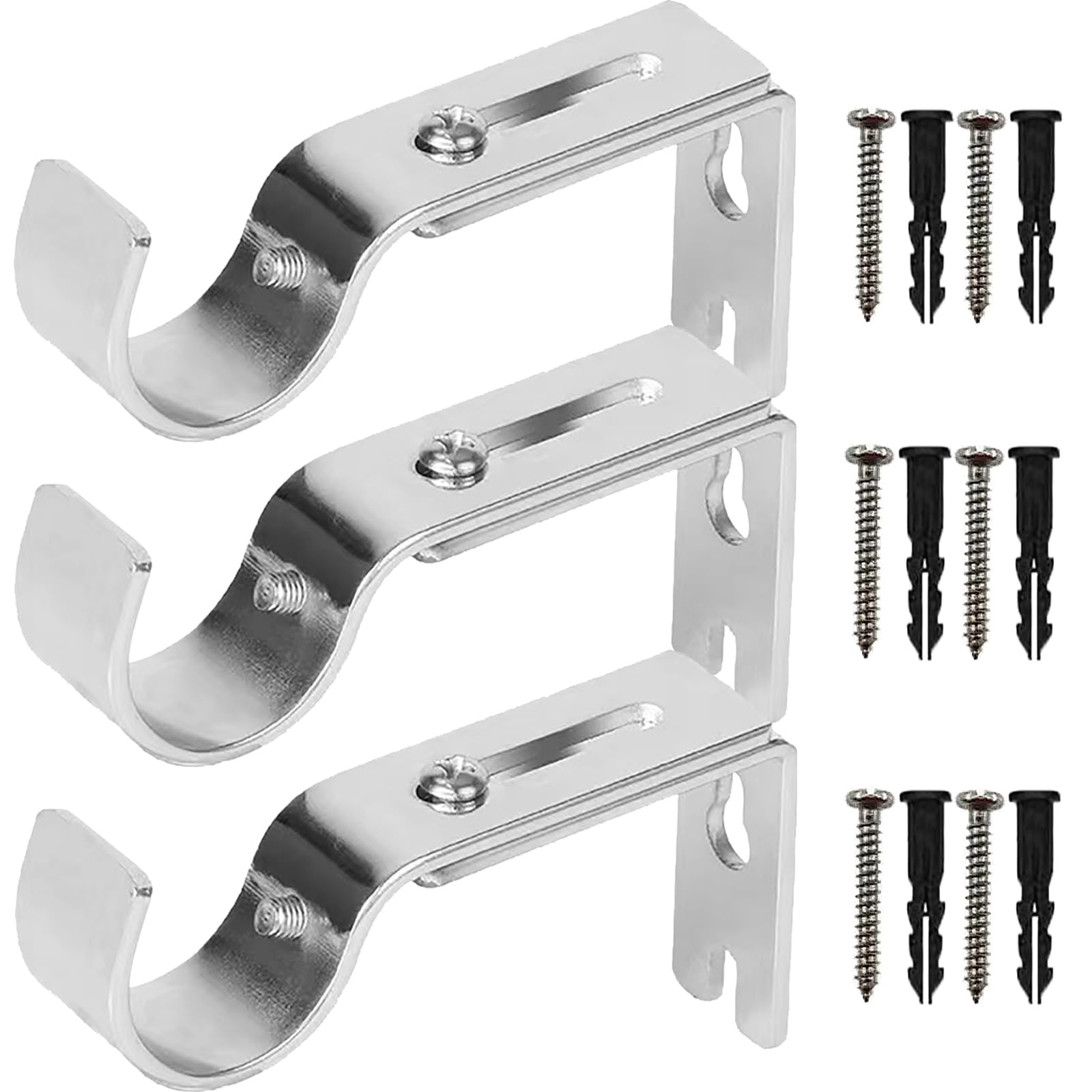 Adjustable Metal Curtain Rod Brackets Set