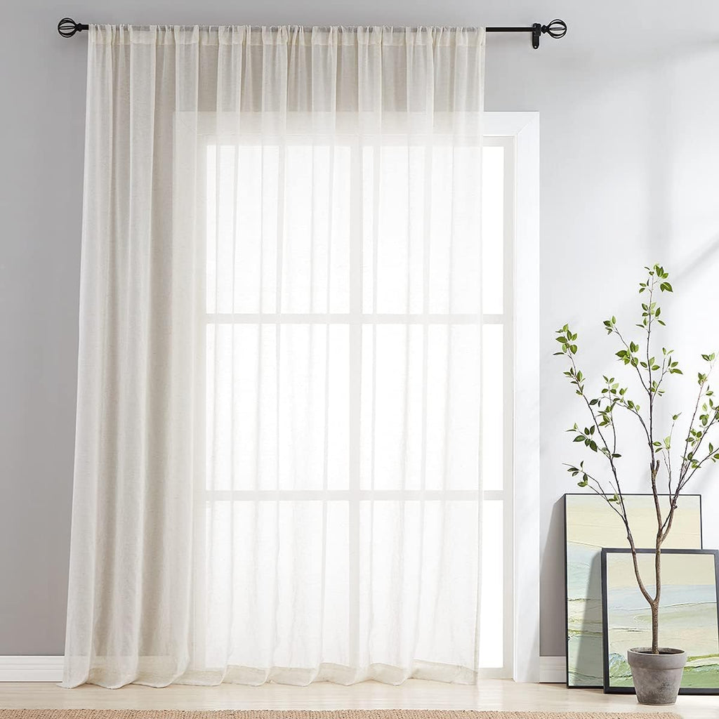 FMFUNCTEX Flax Blend Sheer Curtains