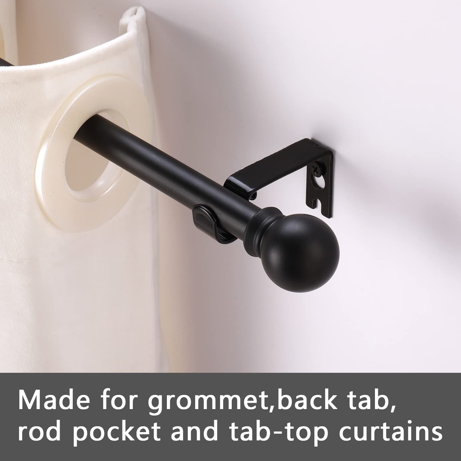 Adjustable Metal Curtain Rod with Round Finials