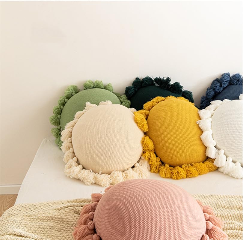Knitted Tassel Throw Pillow Cushion