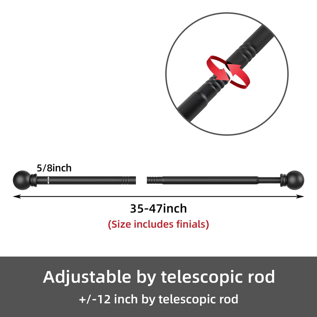 Adjustable Metal Curtain Rod with Round Finials