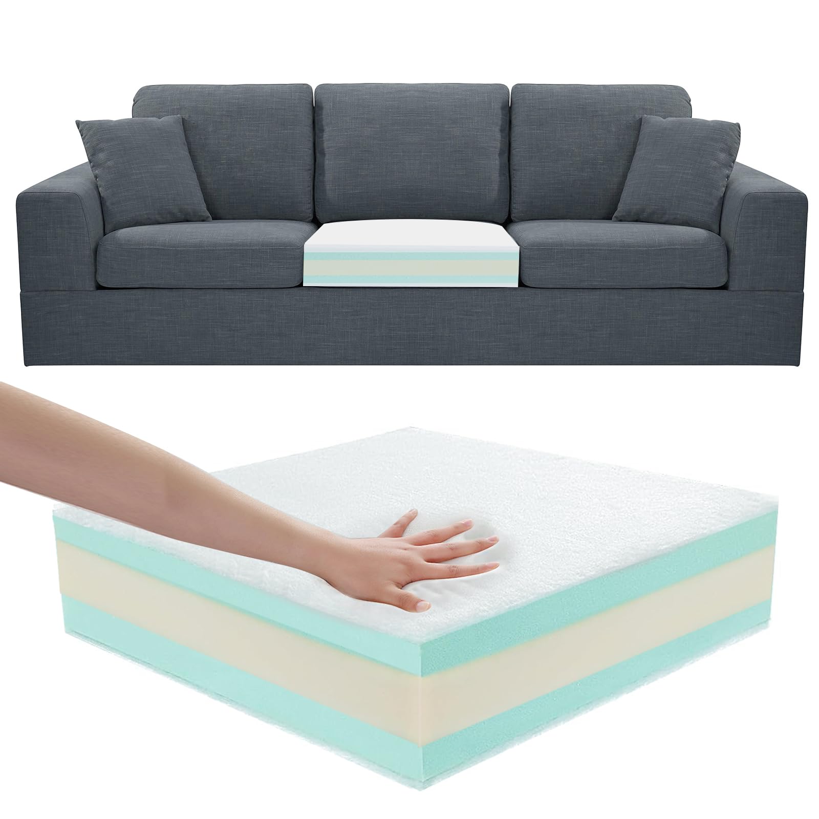 FOUXTEL Extra Thickness Couch Cushion Replacement