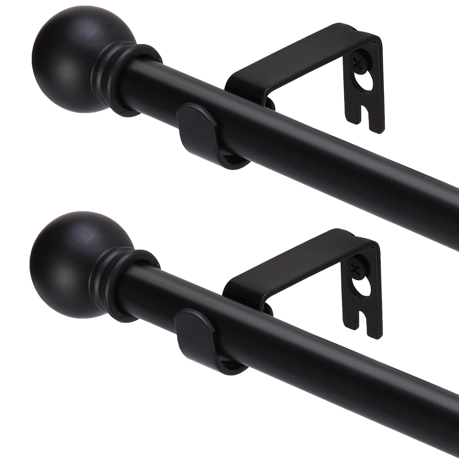 Adjustable Metal Curtain Rod with Round Finials