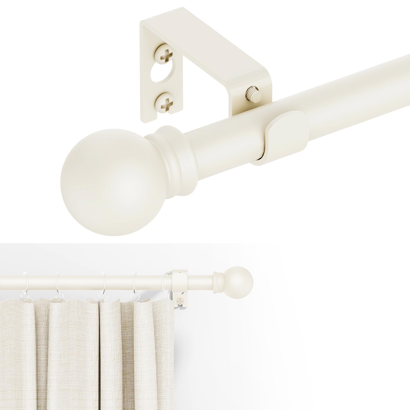 Adjustable Metal Curtain Rod with Round Finials