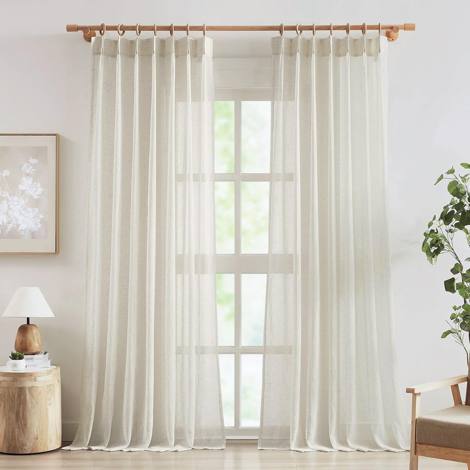 FMFUNCTEX Flax Blend Sheer Curtains