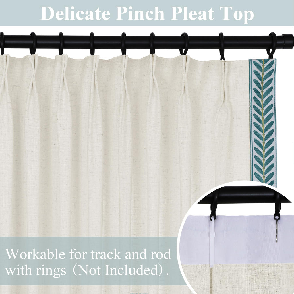Pinch Pleated Linen Light Filtering Curtains Set