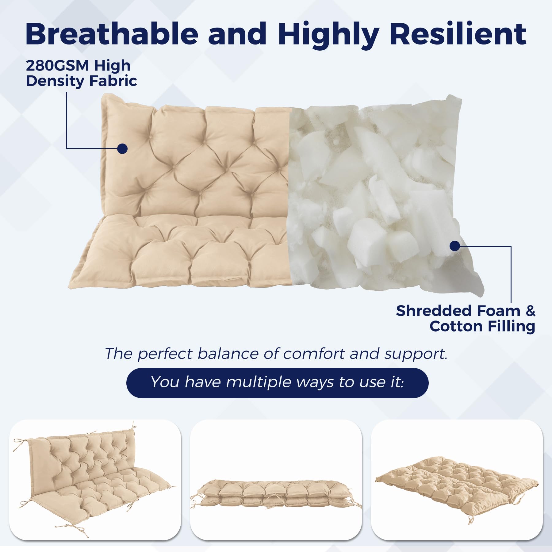 IASEAHK Porch Swing Cushions