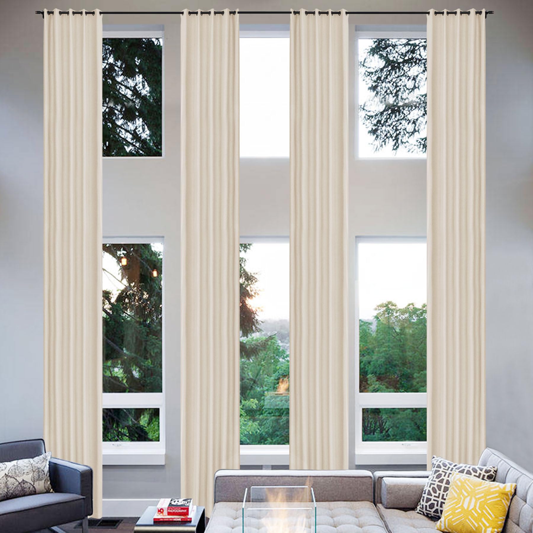 Extra Long Linen Blackout Curtains Set