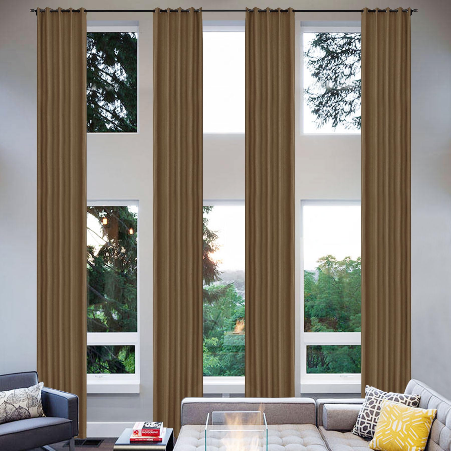 Extra Long Linen Blackout Curtains Set