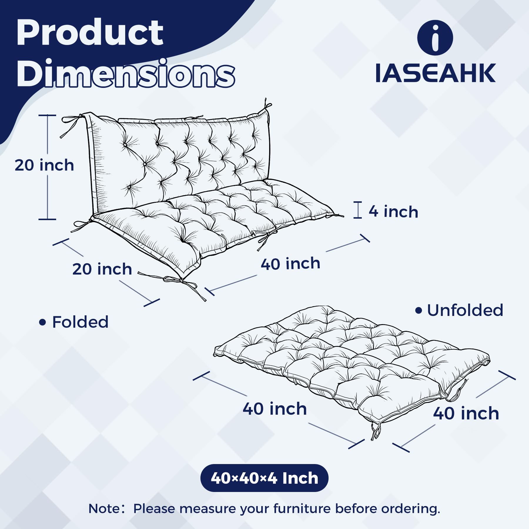 IASEAHK Porch Swing Cushions