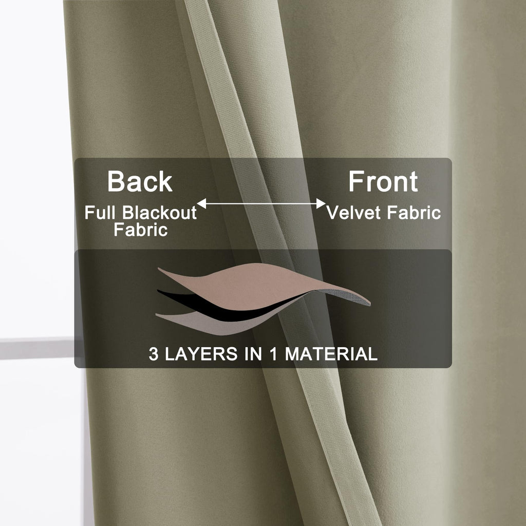 Pinch Pleated Velvet Blackout Curtains Set