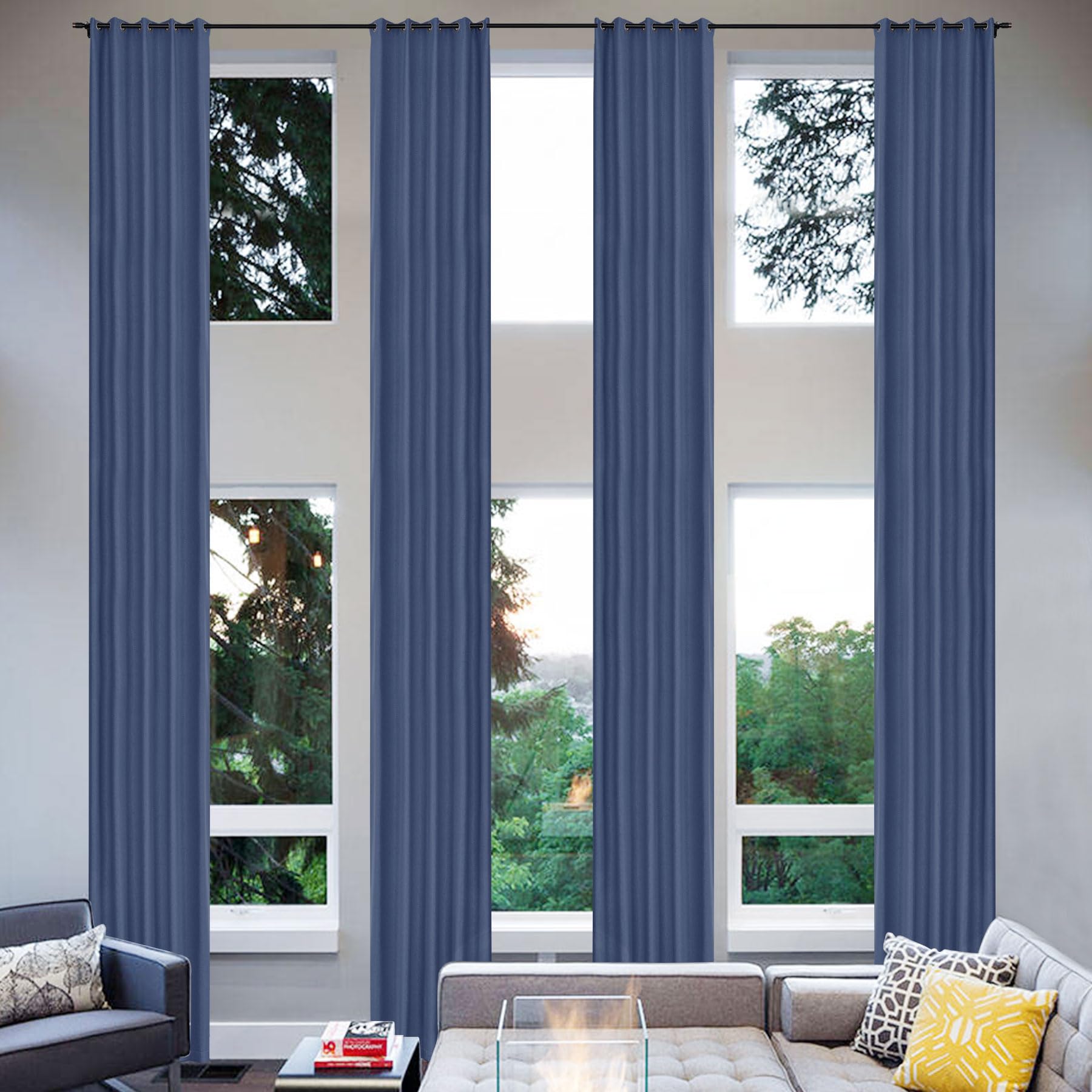 Extra Long Linen Blackout Curtains Set