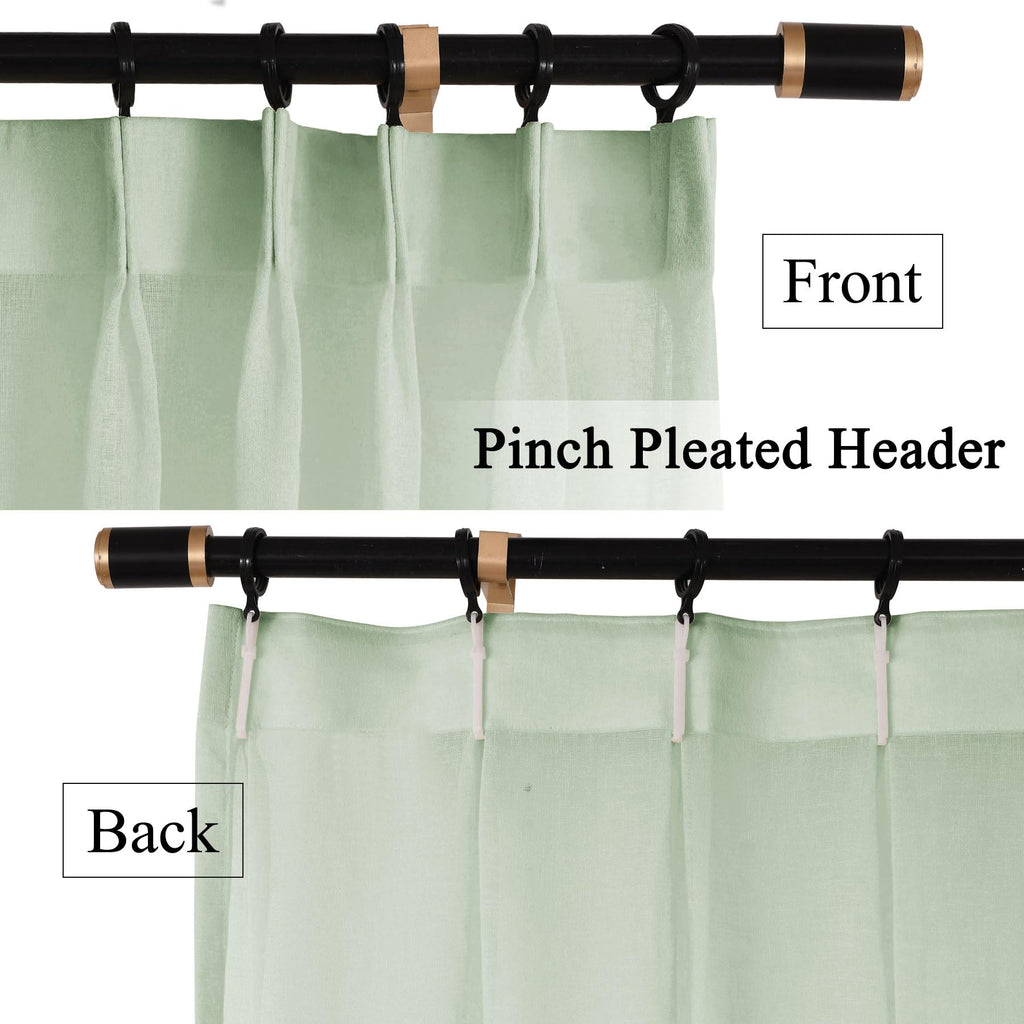 Pinch Pleat Sheer Linen Curtains Set
