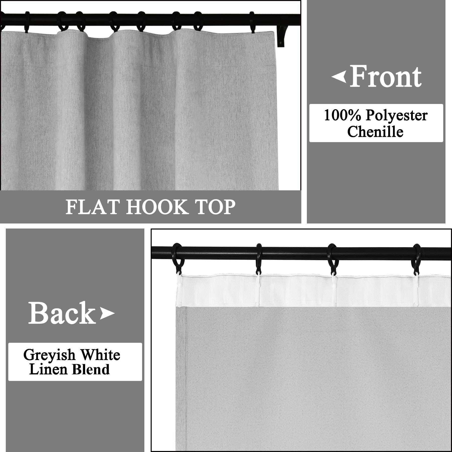 Extra Long Chenille Blackout Curtains Set