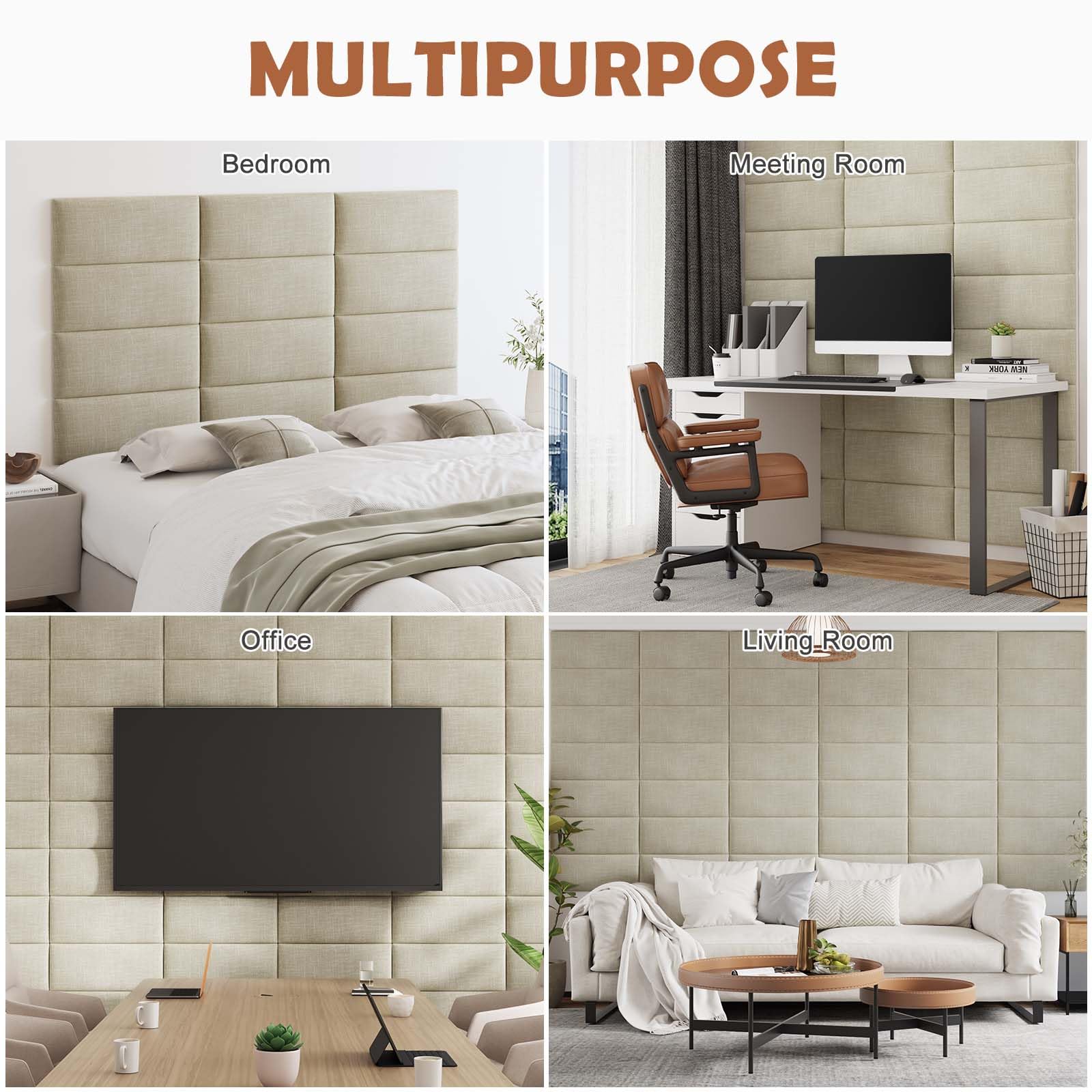 Upholstered Wall Mounted Headboard Panels Set