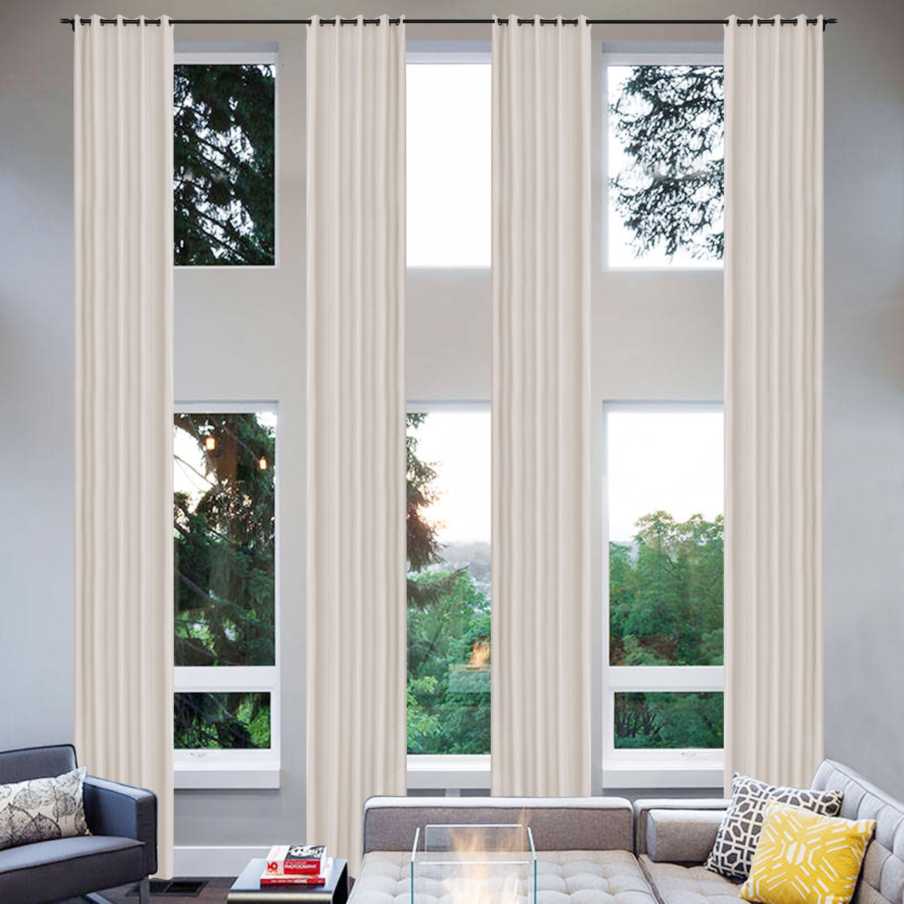 Extra Long Linen Blackout Curtains Set