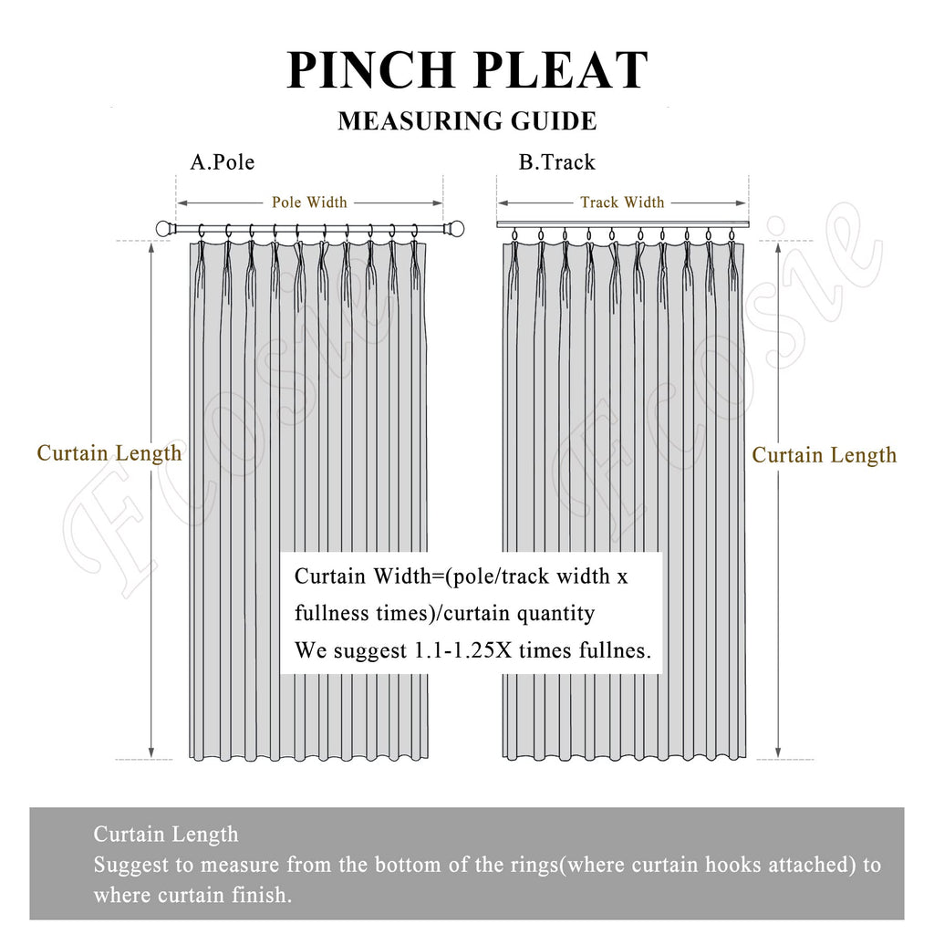 2-in-1 Linen Blackout Pinch Pleat Curtains Set