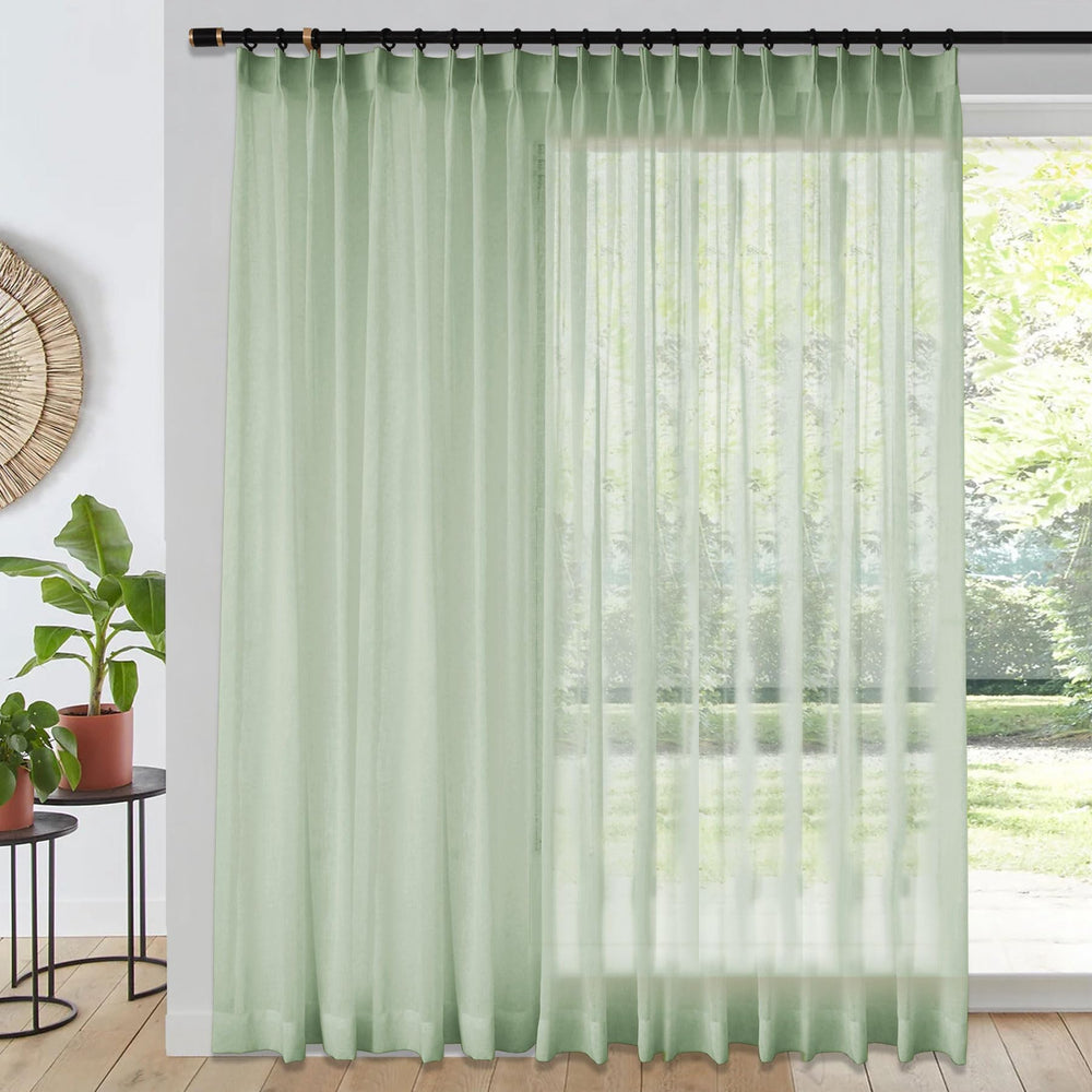 Pinch Pleat Sheer Linen Curtains Set