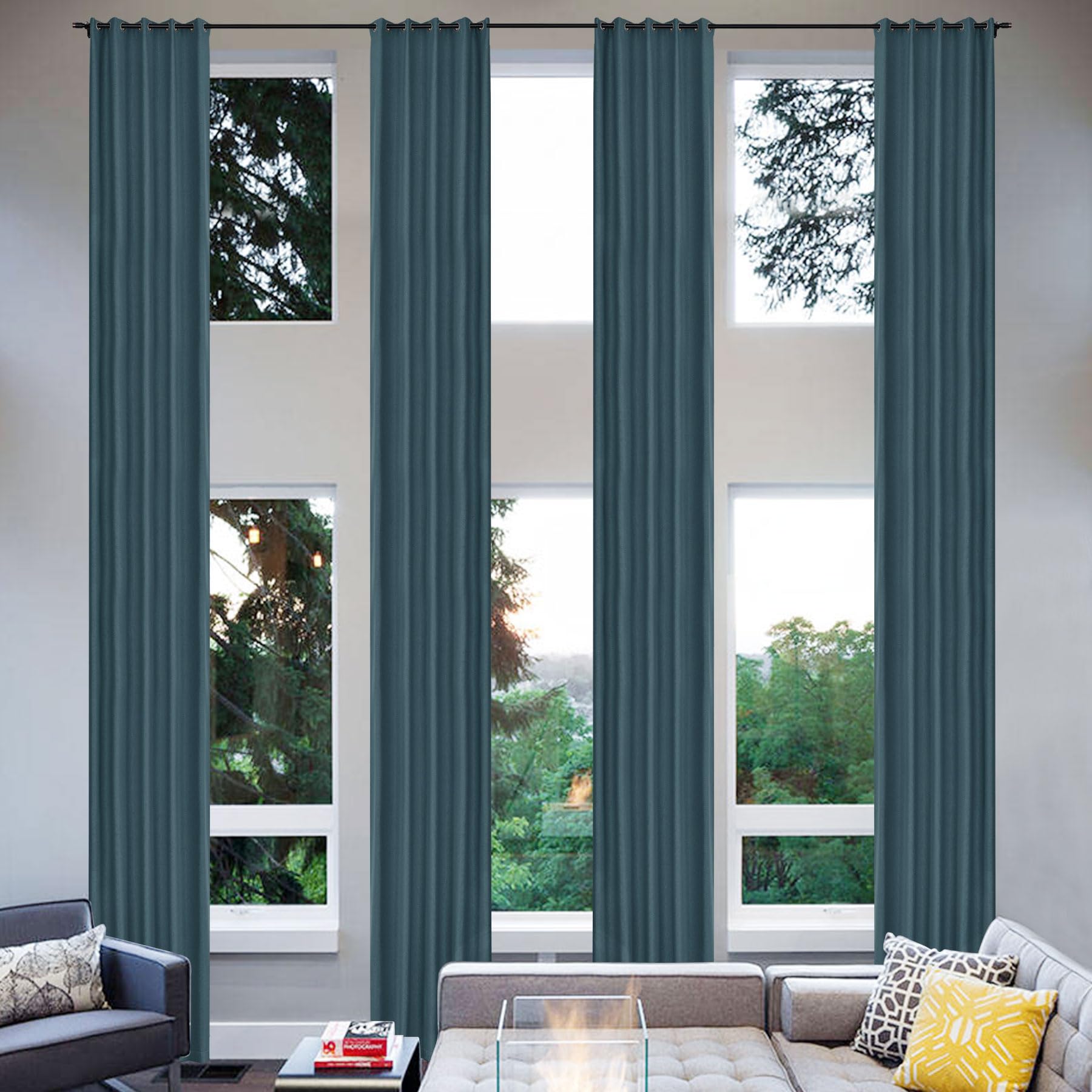 Extra Long Linen Blackout Curtains Set
