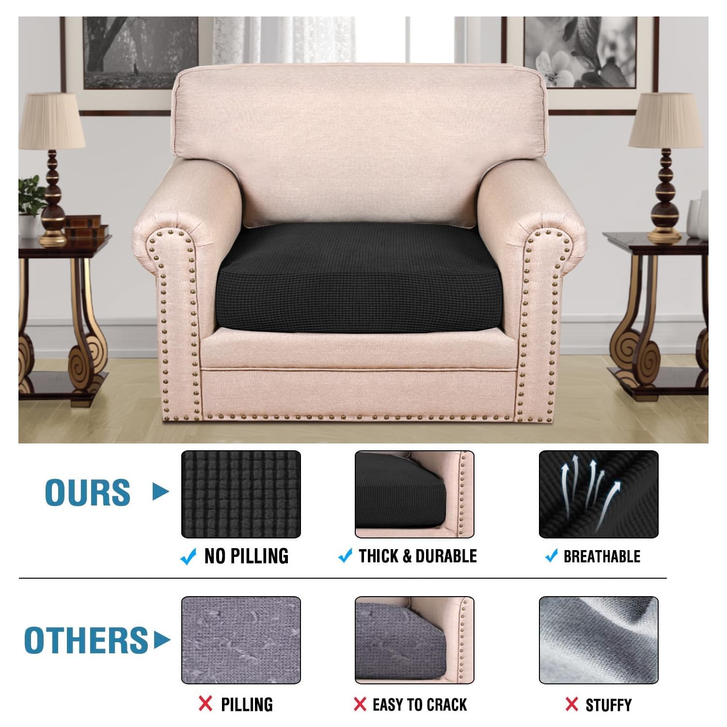 Stretch Jacquard Seat Cushion Covers Set