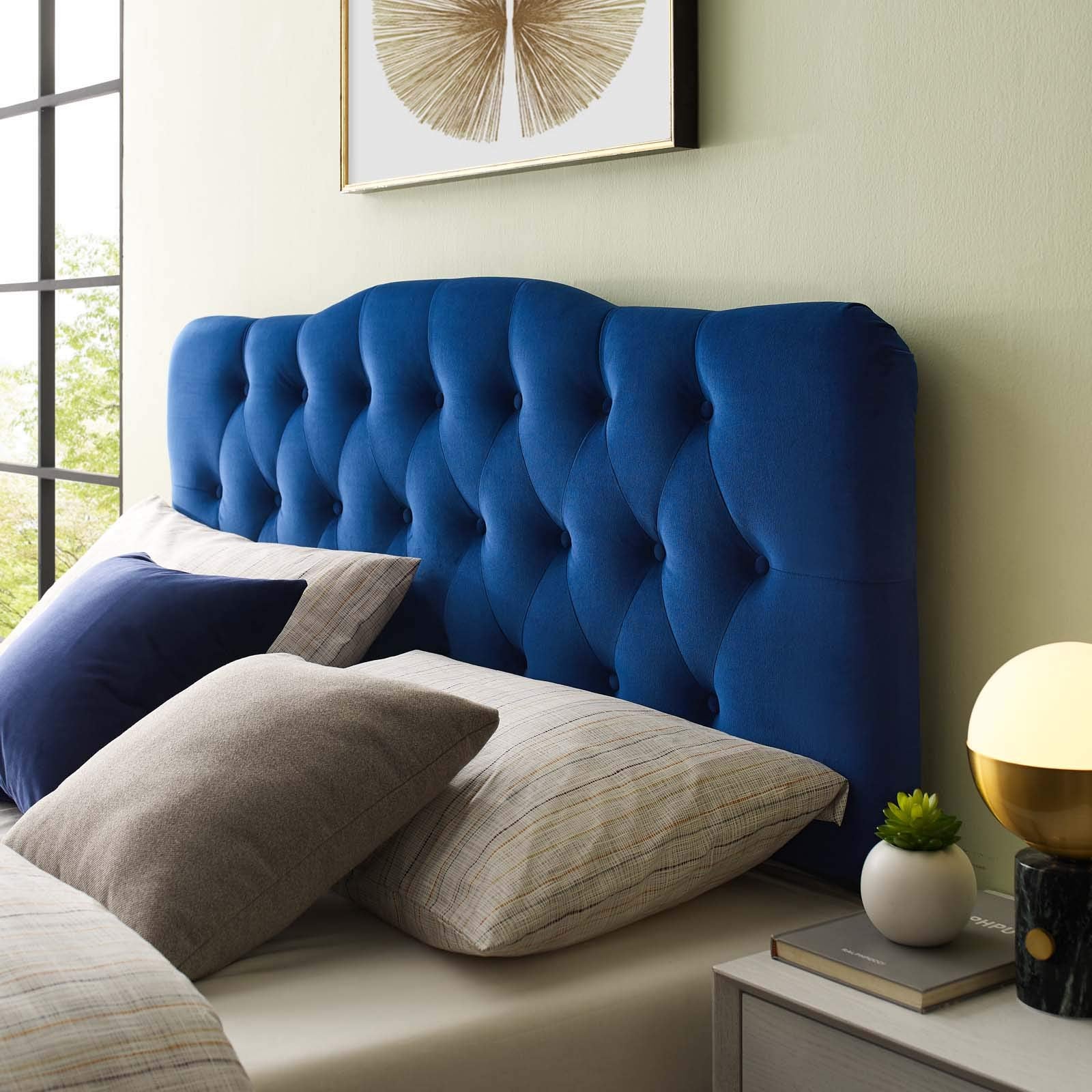 Diamond Tufted Velvet Headboard