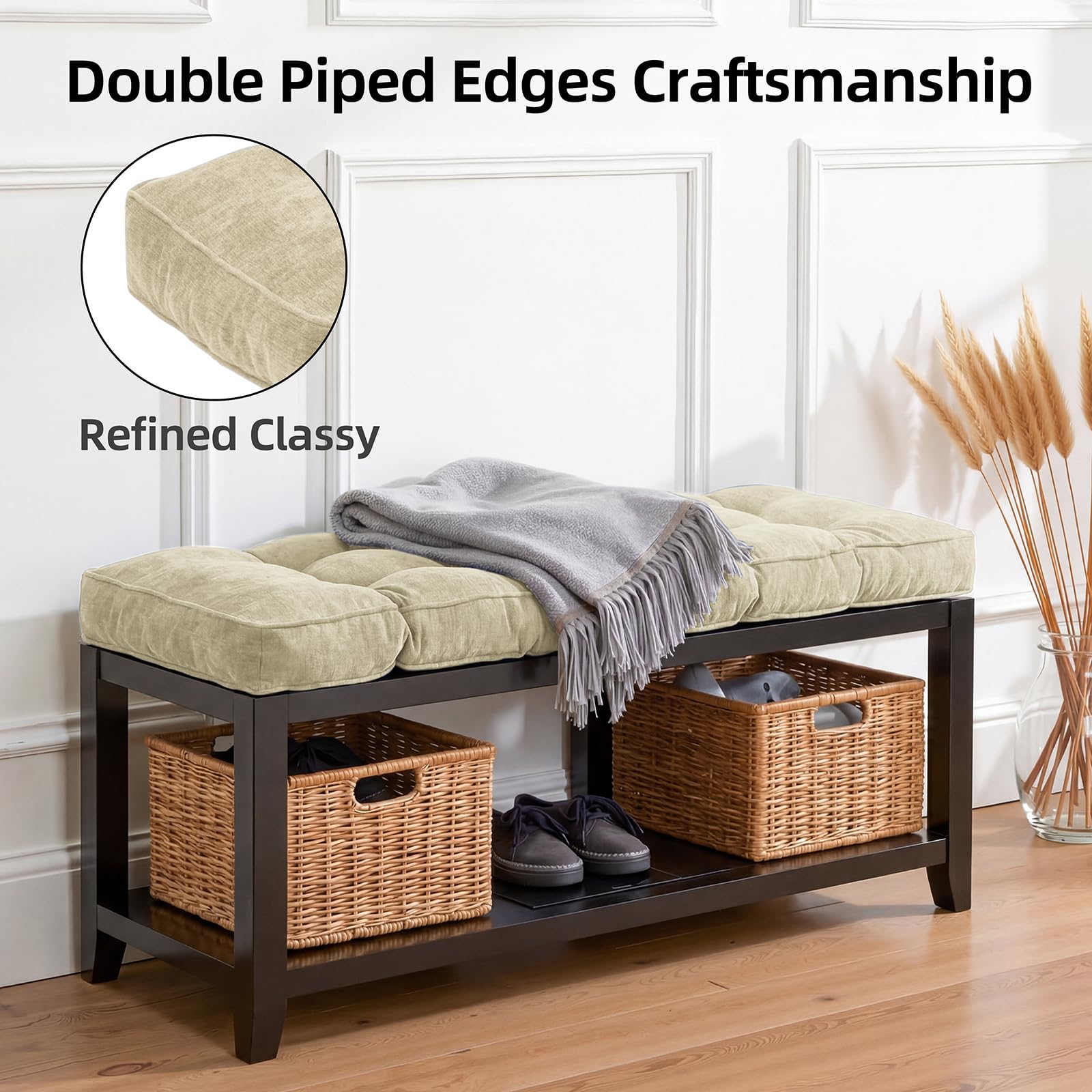 Tufted Indoor Bench Seat Cushion