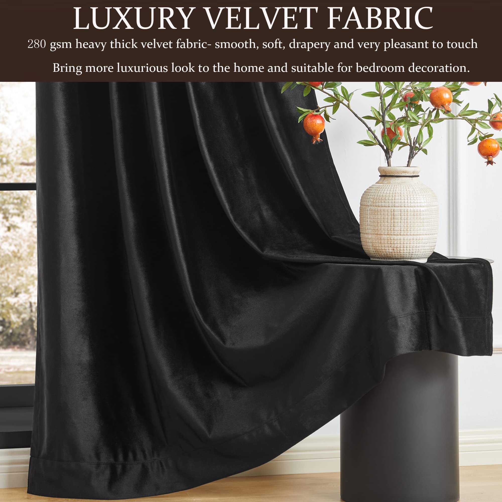 Full Blackout Velvet Curtains Set