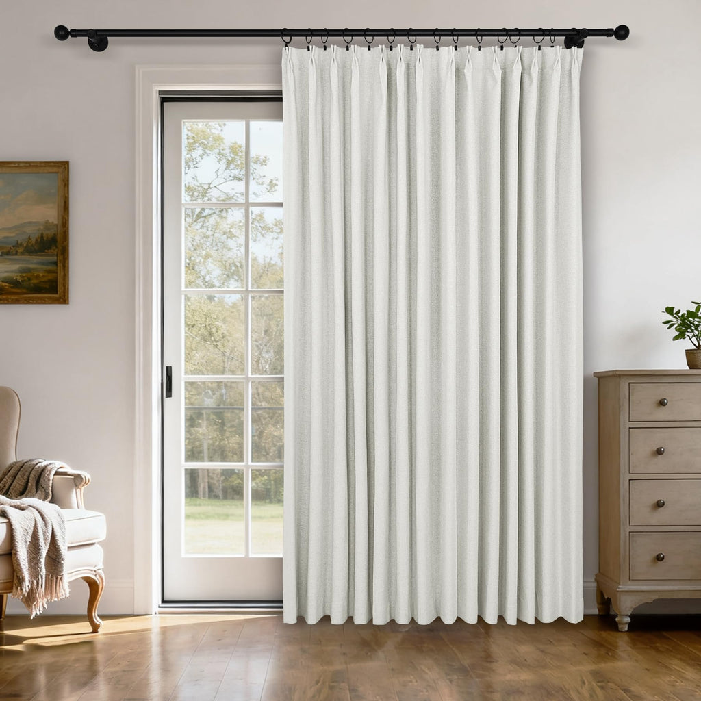 Pinch Pleated Linen Blackout Curtains Set