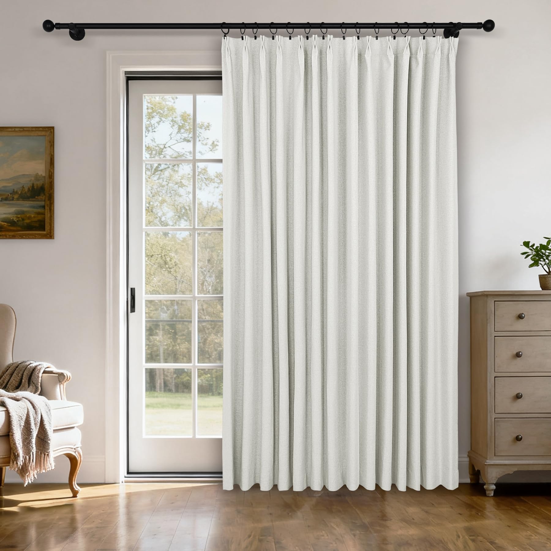 Pinch Pleated Linen Blackout Curtains Set