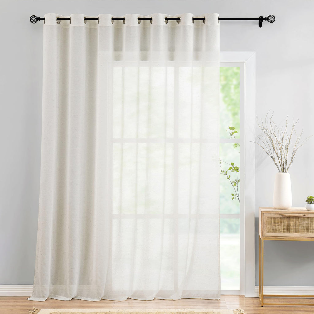 FMFUNCTEX Flax Blend Sheer Curtains