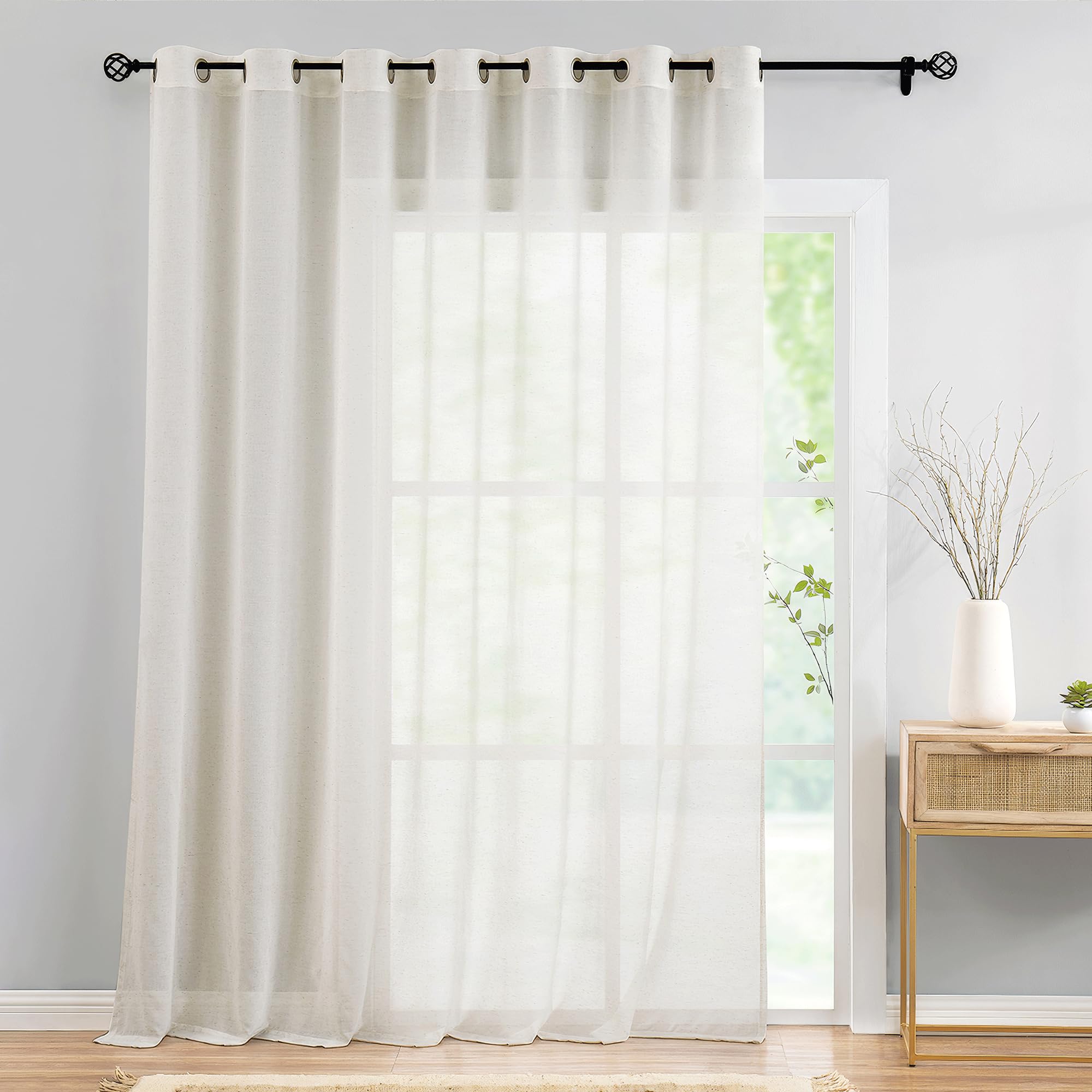 FMFUNCTEX Flax Blend Sheer Curtains