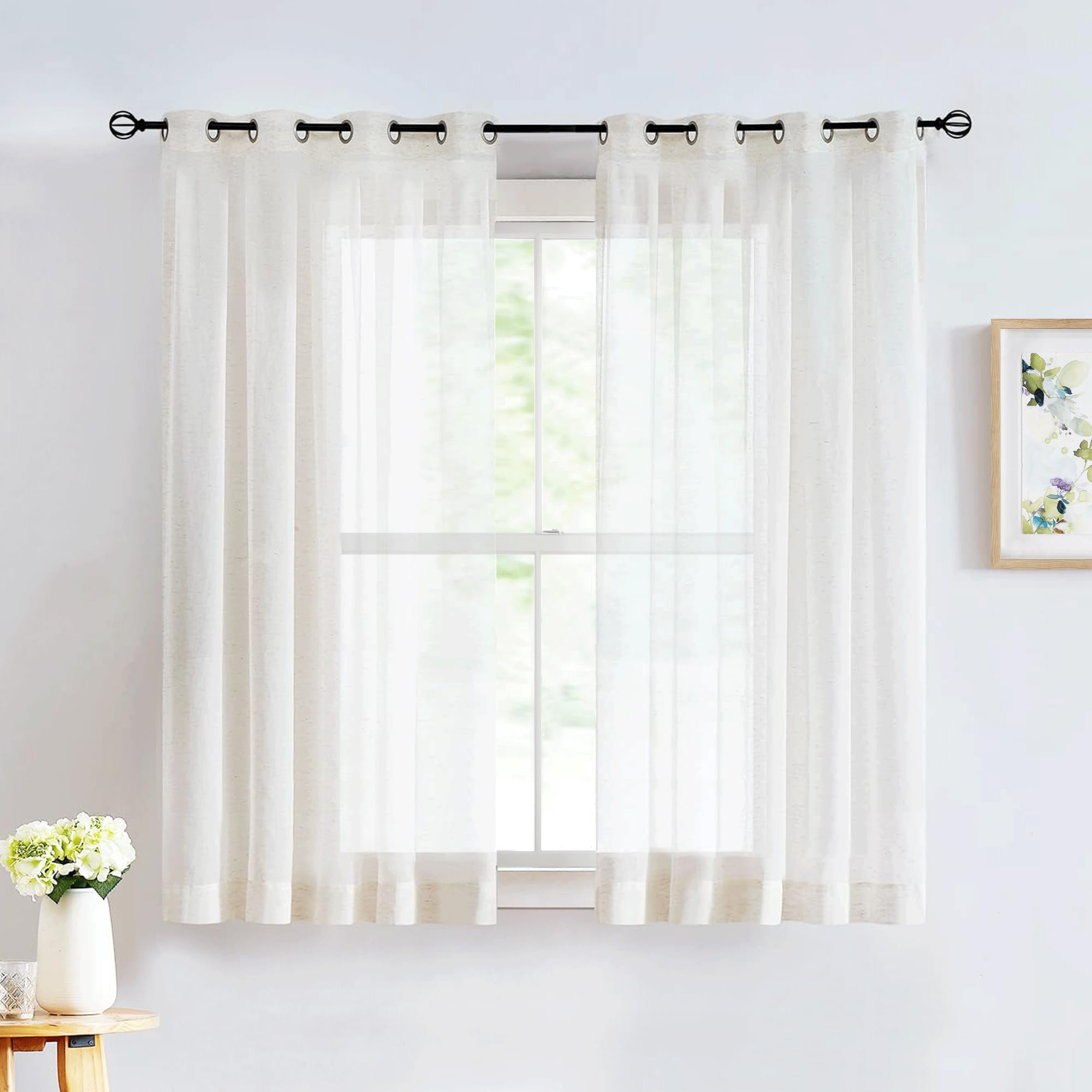 FMFUNCTEX Flax Blend Sheer Curtains