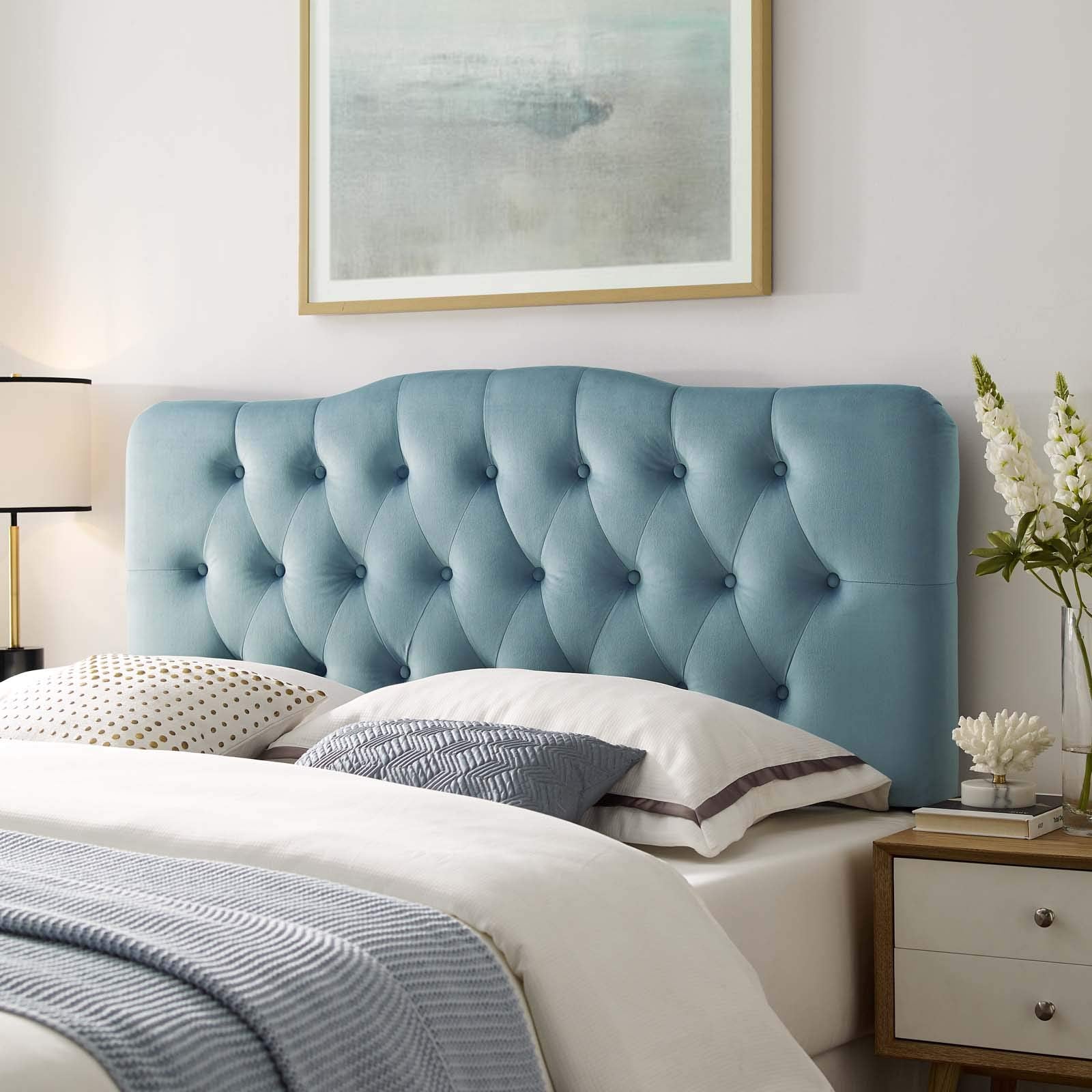 Diamond Tufted Velvet Headboard