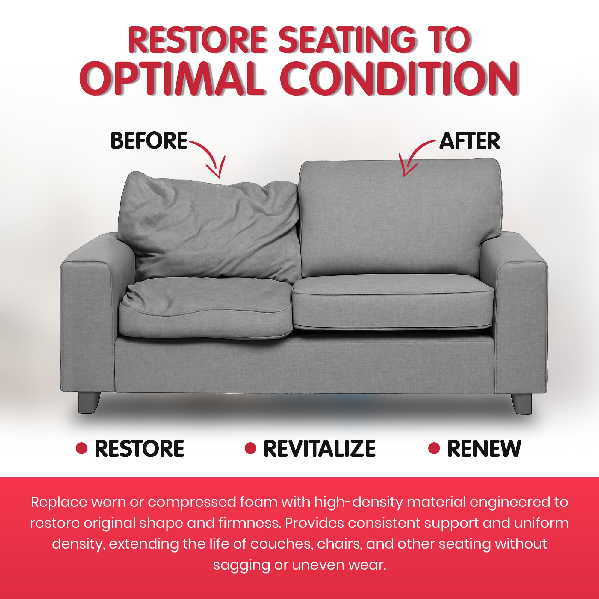 High Density Upholstery Foam Cushion Replacement