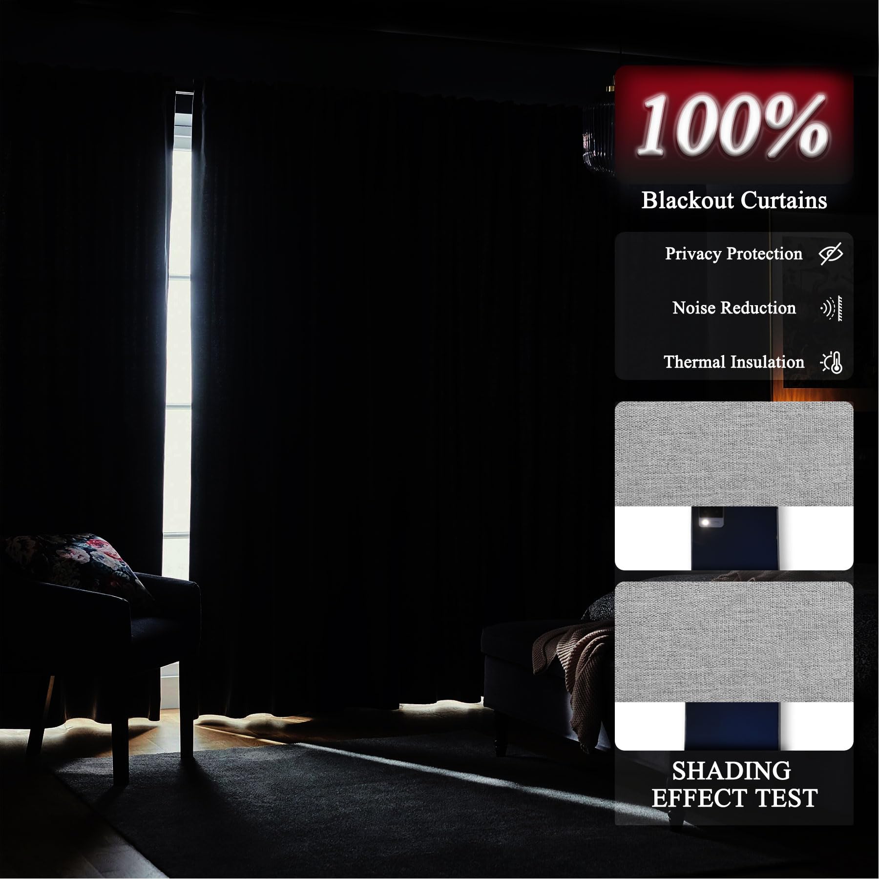 Chenille Pinch Pleated Blackout Curtains Set